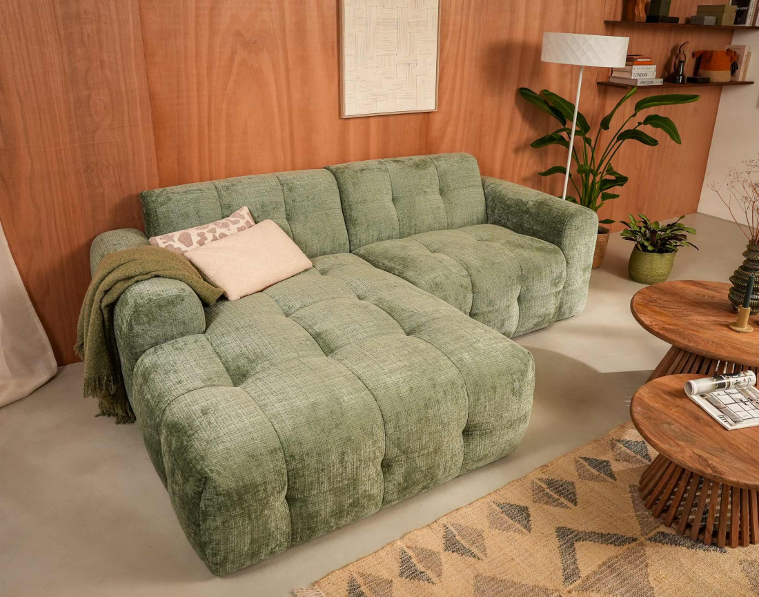 Canapé d'angle gauche 4 places en velours texturé Diane