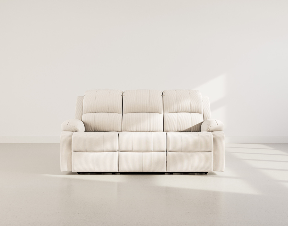 Canapé 3 places relax électrique en velours côtelé Armand