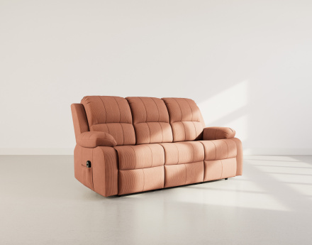 Canapé 3 places relax électrique en velours côtelé Armand