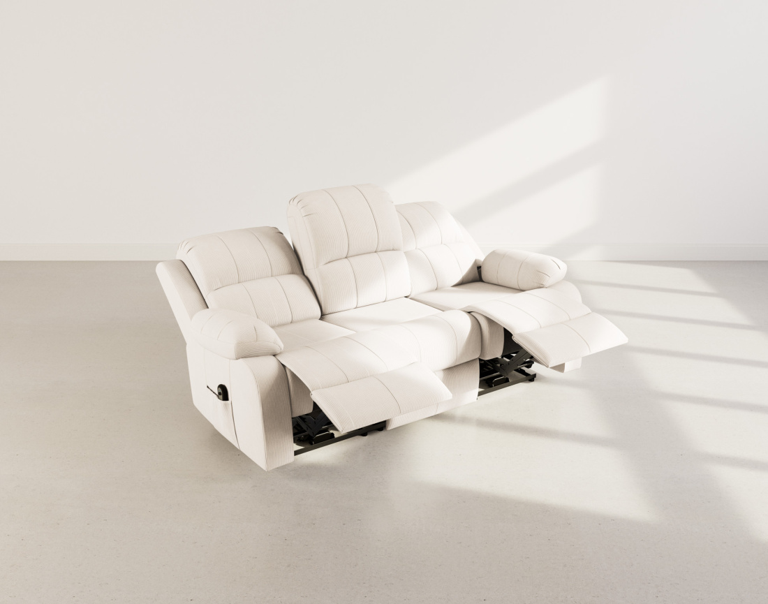 Canapé 3 places relax électrique en velours côtelé Armand