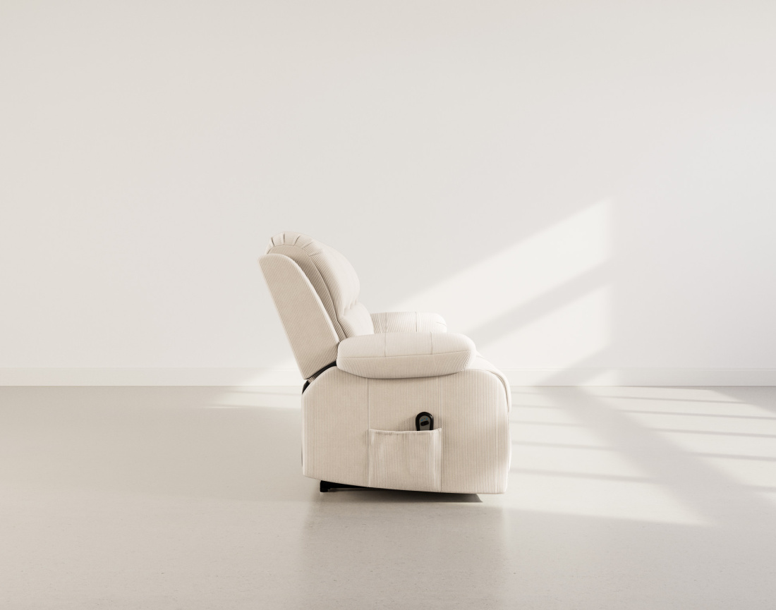 Canapé 3 places relax électrique en velours côtelé Armand