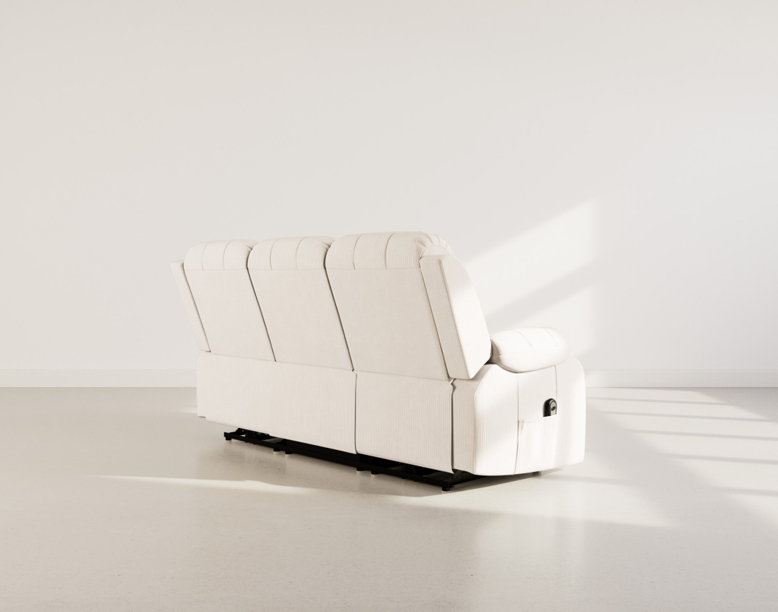 Canapé 3 places relax électrique en velours côtelé Armand