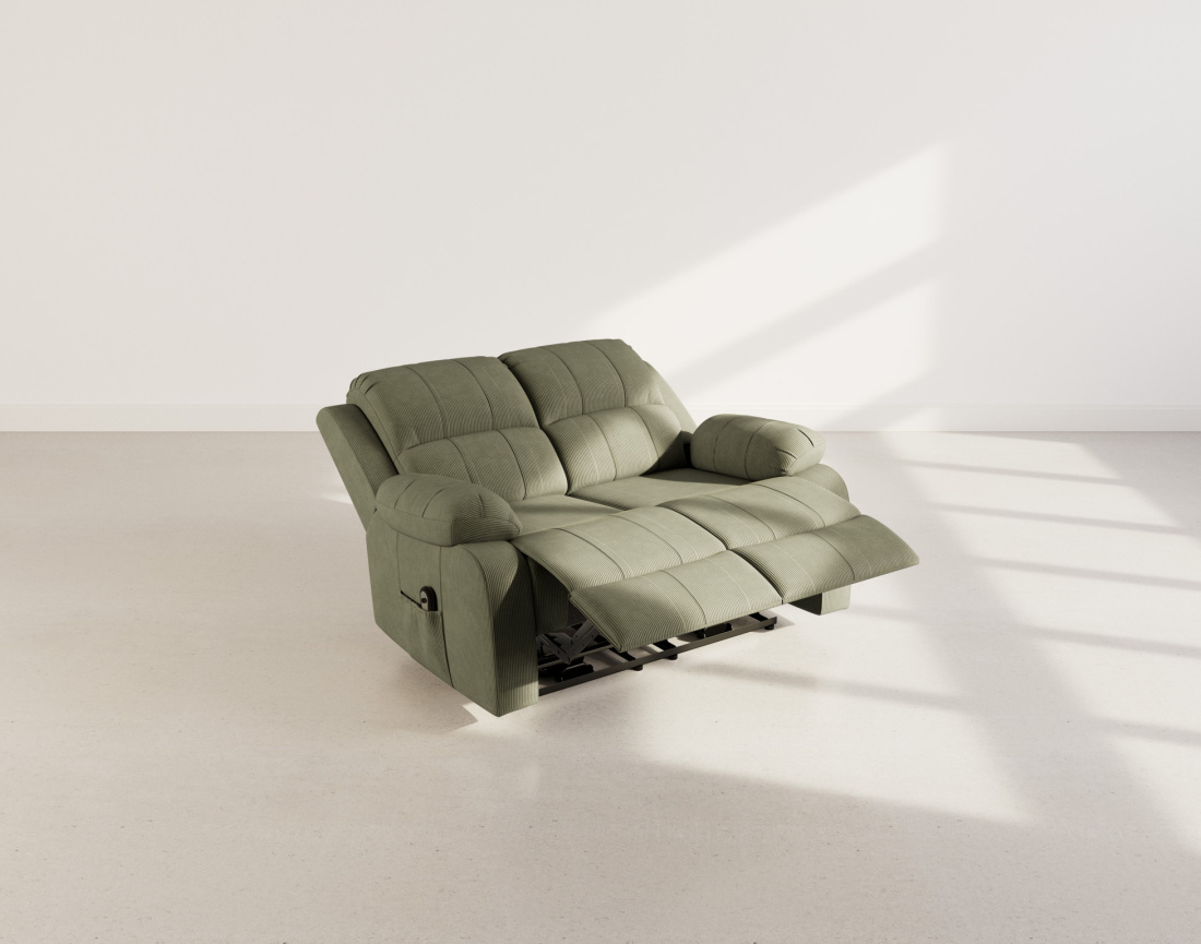 Canapé 2 places relax électrique en velours côtelé Armand