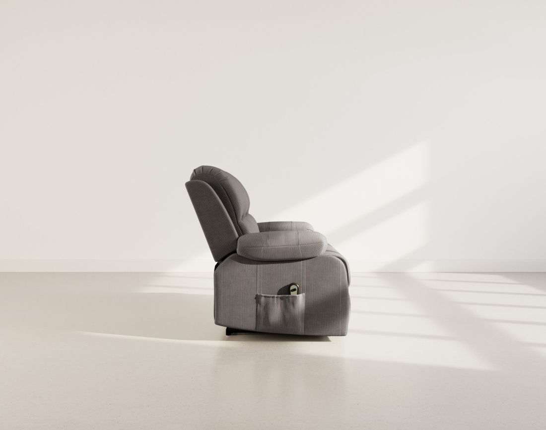 Canapé 2 places relax électrique en velours côtelé Armand