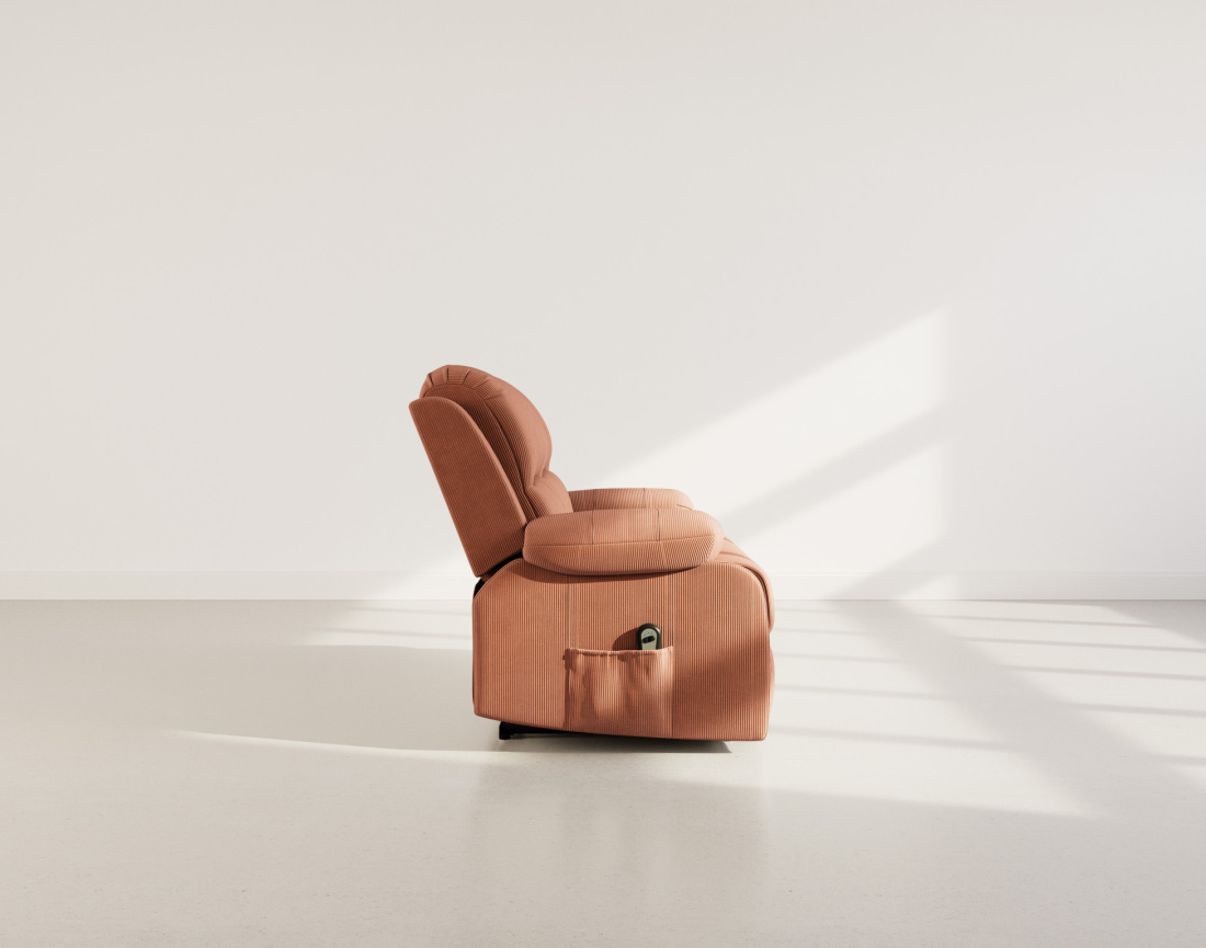 Canapé 2 places relax électrique en velours côtelé Armand