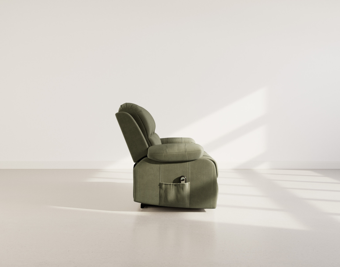 Canapé 2 places relax électrique en velours côtelé Armand