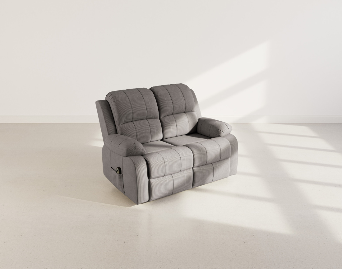 Canapé 2 places relax électrique en velours côtelé Armand
