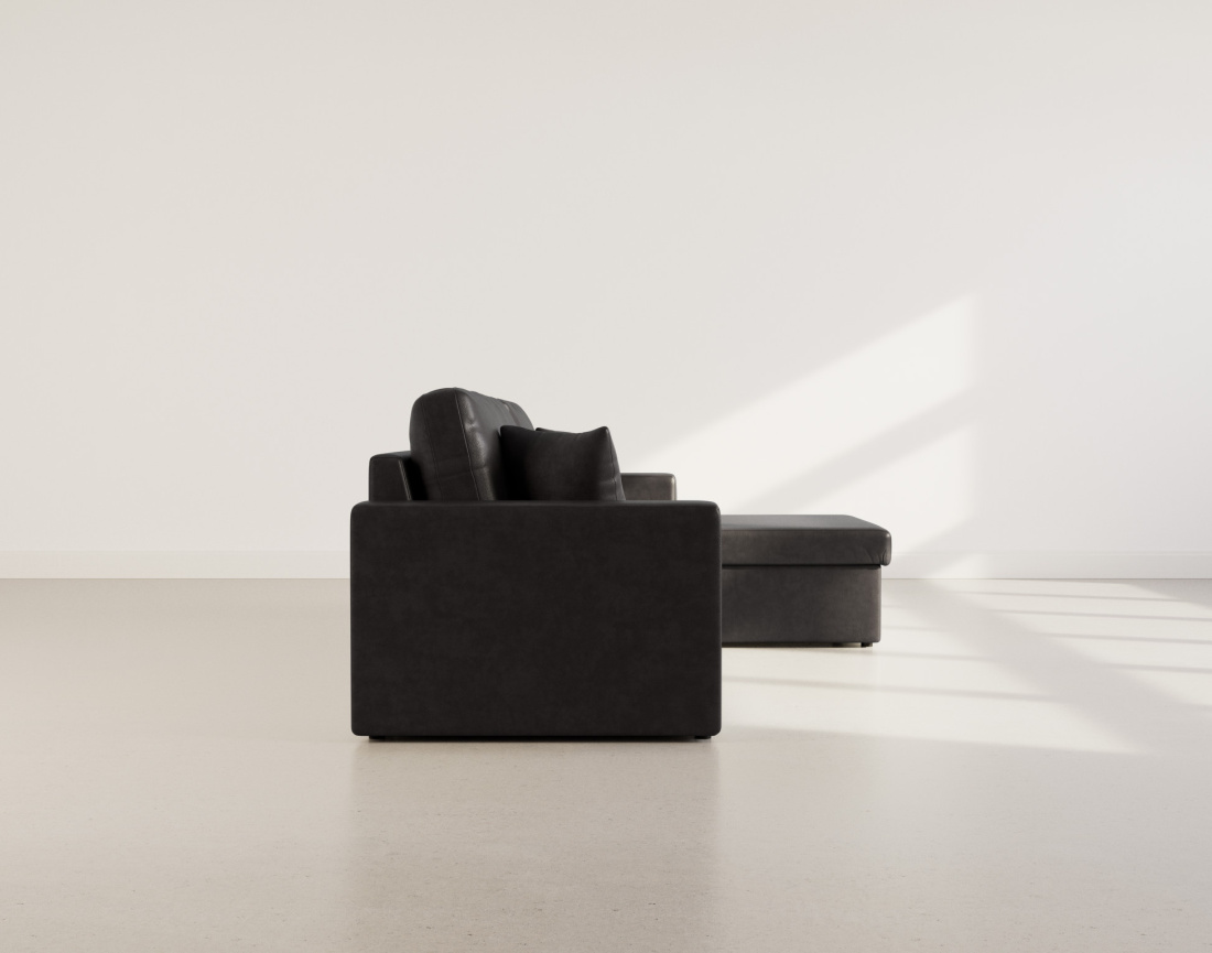 Canapé d'angle réversible 4 places convertible avec coffre en simili Cyrus