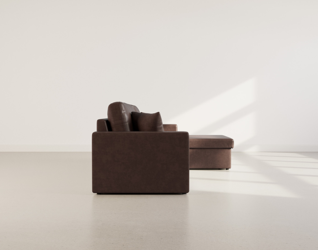 Canapé d'angle réversible 4 places convertible avec coffre en simili Cyrus