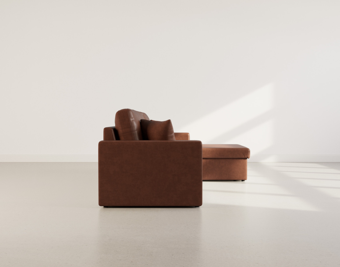 Canapé d'angle réversible 4 places convertible avec coffre en simili Cyrus