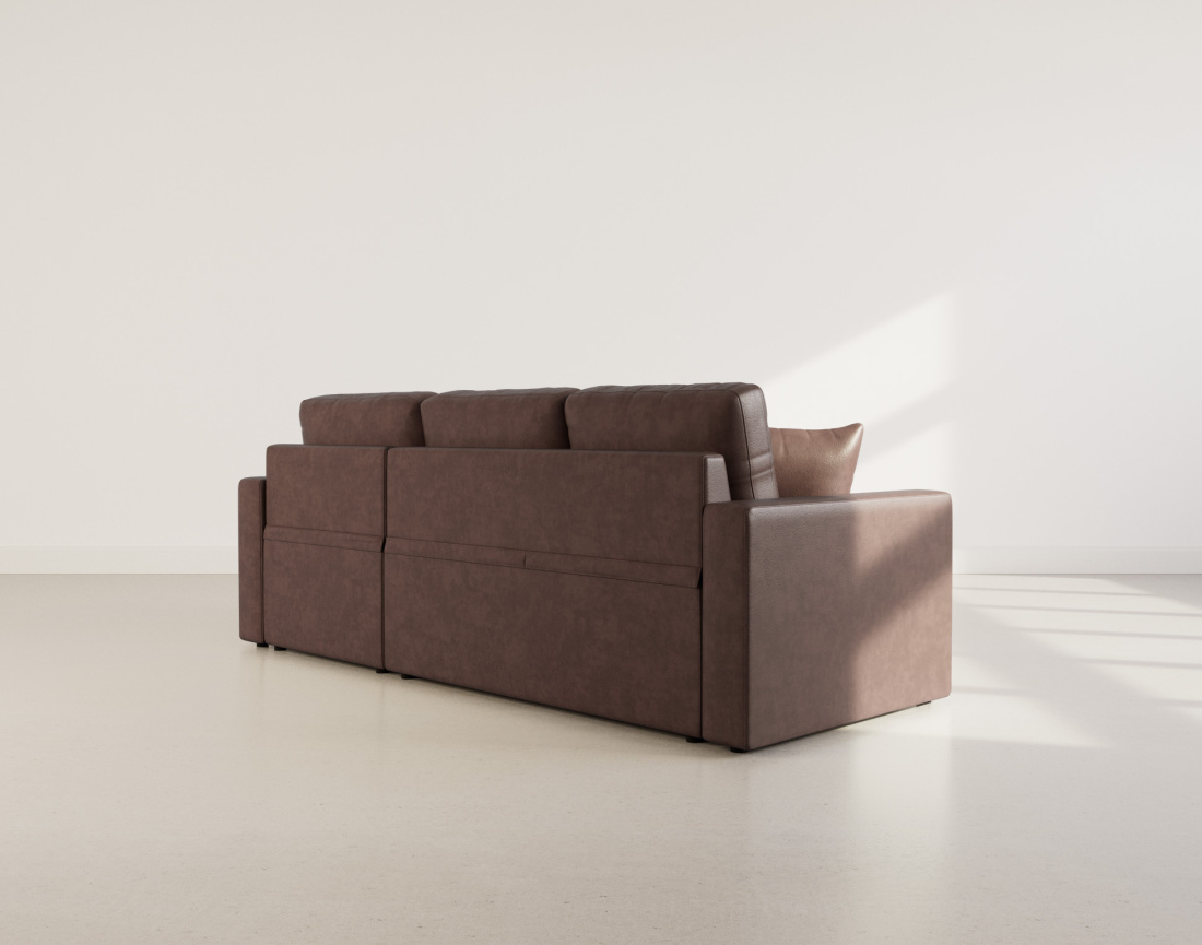 Canapé d'angle réversible 4 places convertible avec coffre en simili Cyrus