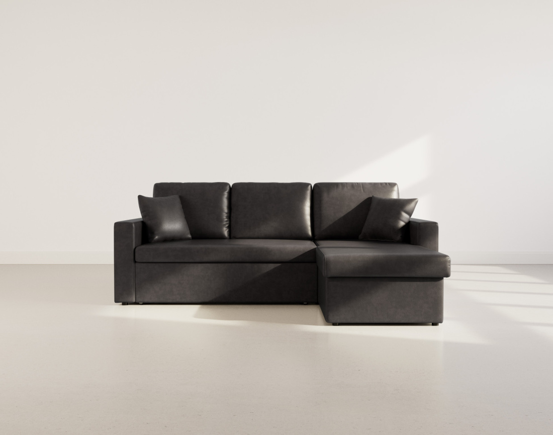 Canapé d'angle réversible 4 places convertible avec coffre en simili Cyrus