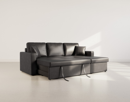 Canapé d'angle réversible 4 places convertible avec coffre en simili Cyrus