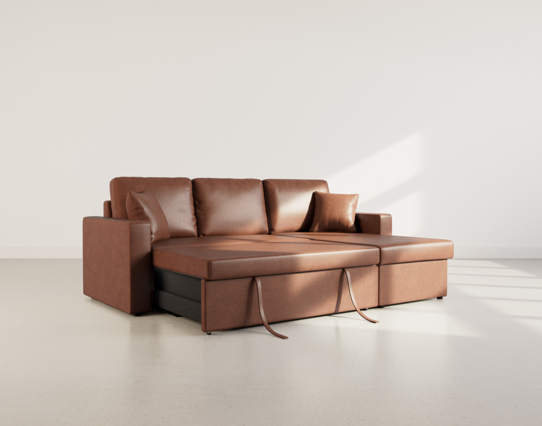 Canapé d'angle réversible 4 places convertible avec coffre en simili Cyrus