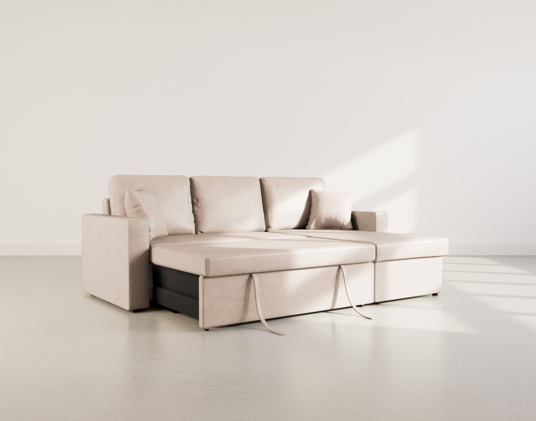 Canapé d'angle réversible 4 places convertible avec coffre en simili Cyrus