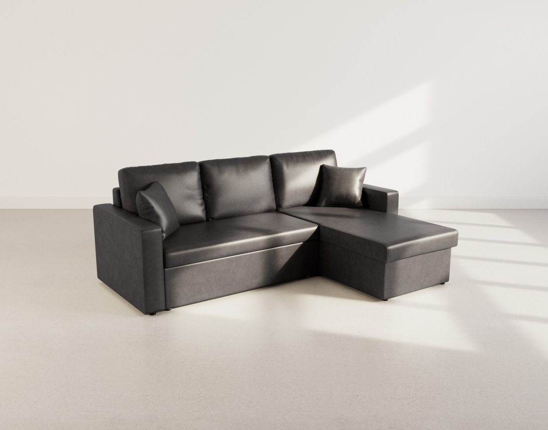 Canapé d'angle réversible 4 places convertible avec coffre en simili Cyrus