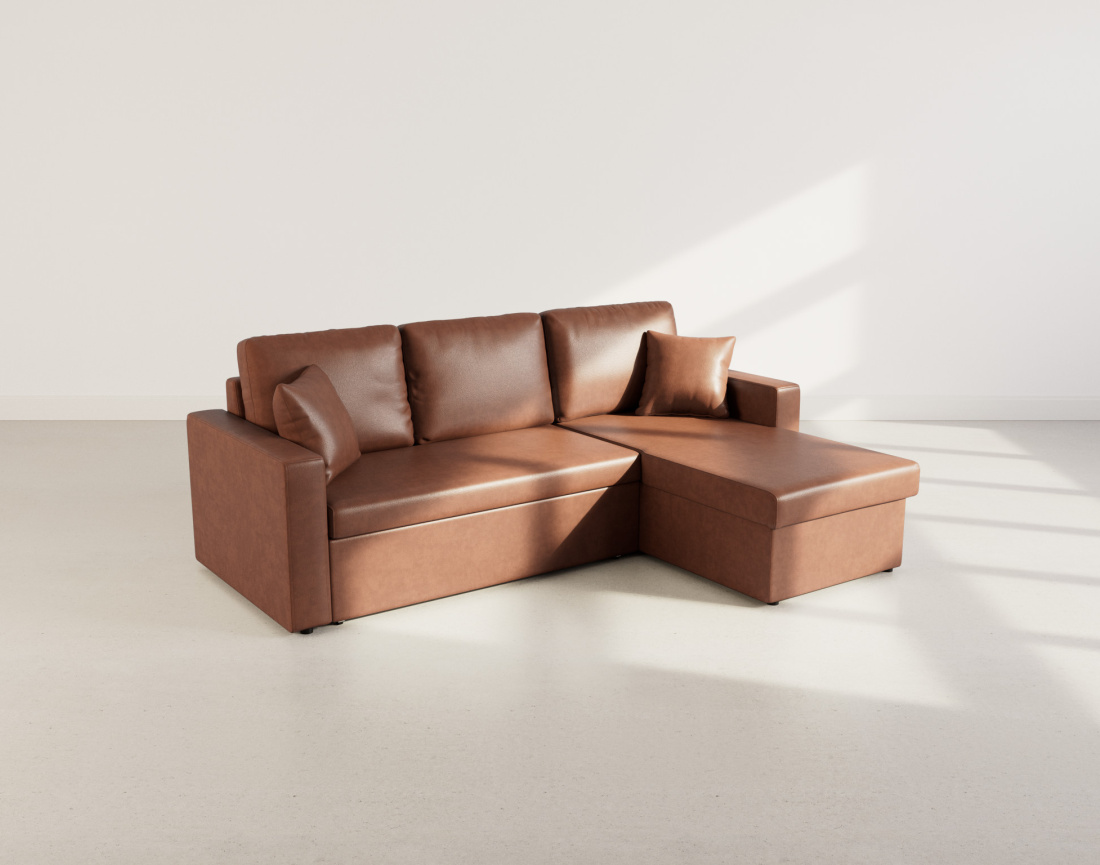 Canapé d'angle réversible 4 places convertible avec coffre en simili Cyrus