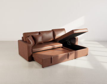 Canapé CYRUS d'angle réversible 4 places convertible avec coffre - Best Mobilier