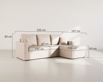 Canapé CYRUS d'angle réversible 4 places convertible avec coffre - Best Mobilier