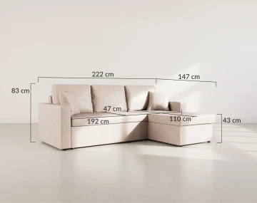 Canapé CYRUS d'angle réversible 4 places convertible avec coffre - Best Mobilier