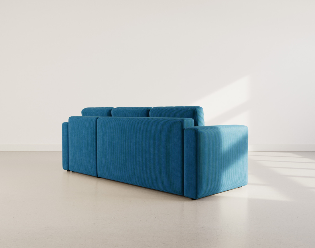 Canapé d'angle réversible 4 places convertible avec coffre en velours côtelé Canopy