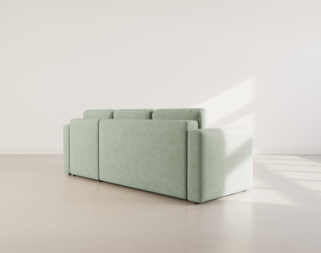 Canapé d'angle réversible 4 places convertible avec coffre en velours côtelé Canopy