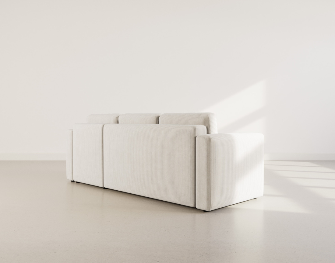 Canapé d'angle réversible 4 places convertible avec coffre en velours côtelé Canopy