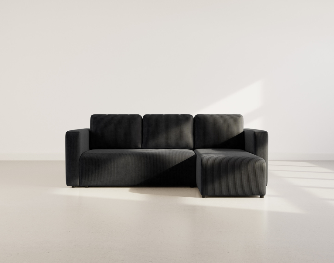 Canapé d'angle réversible 4 places convertible avec coffre en velours côtelé Canopy