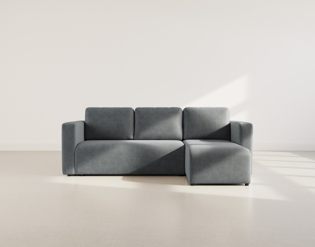 Canapé d'angle réversible 4 places convertible avec coffre en velours côtelé Canopy
