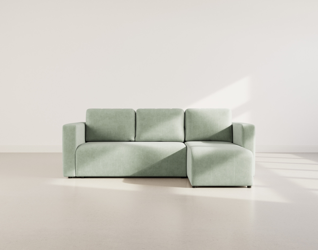 Canapé d'angle réversible 4 places convertible avec coffre en velours côtelé Canopy