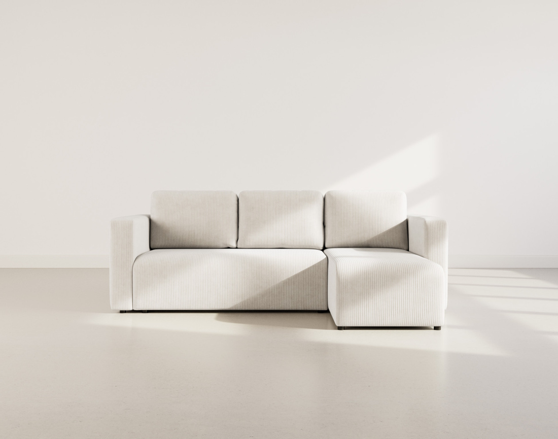 Canapé d'angle réversible 4 places convertible avec coffre en velours côtelé Canopy