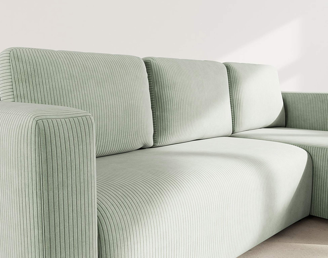 Canapé d'angle réversible 4 places convertible avec coffre en velours côtelé Canopy