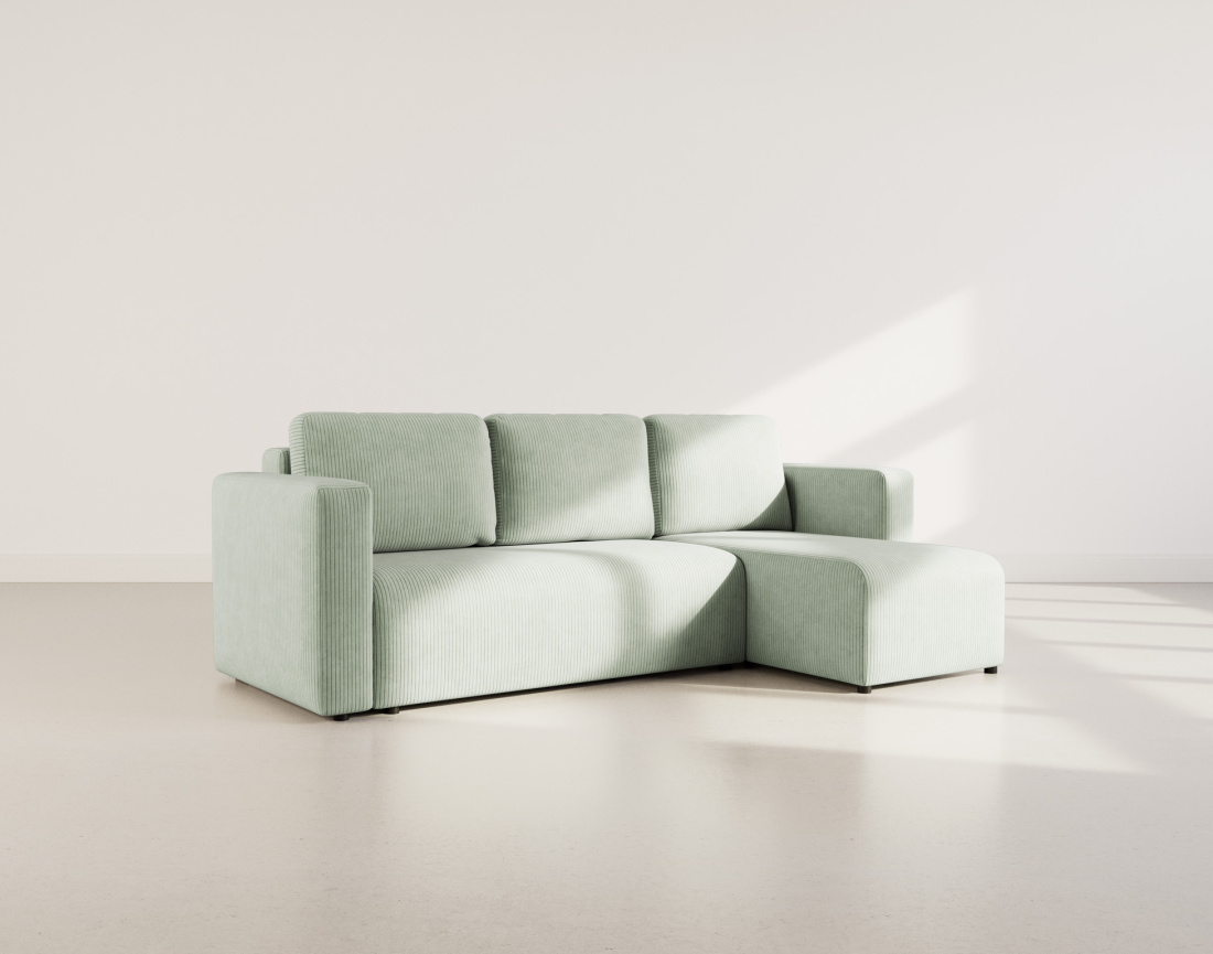 Canapé d'angle réversible 4 places convertible avec coffre en velours côtelé Canopy