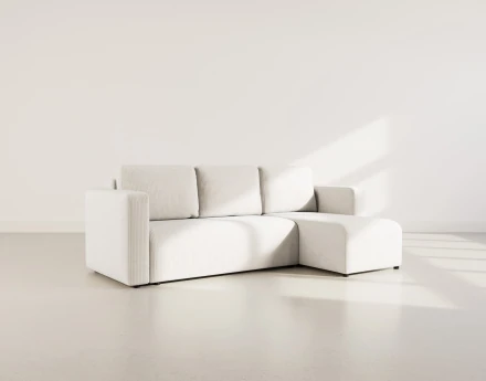 Canapé d'angle réversible 4 places convertible avec coffre en velours côtelé Canopy