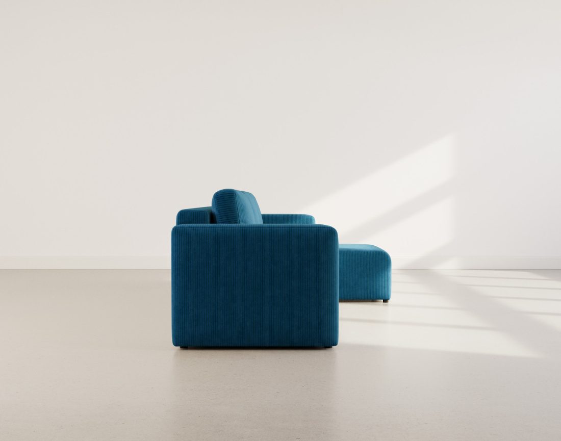 Canapé d'angle réversible 4 places convertible avec coffre en velours côtelé Canopy