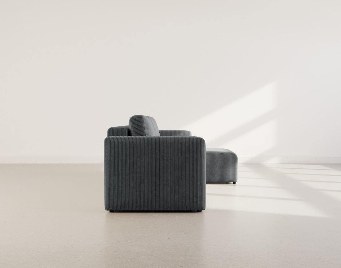 Canapé d'angle réversible 4 places convertible avec coffre en velours côtelé Canopy