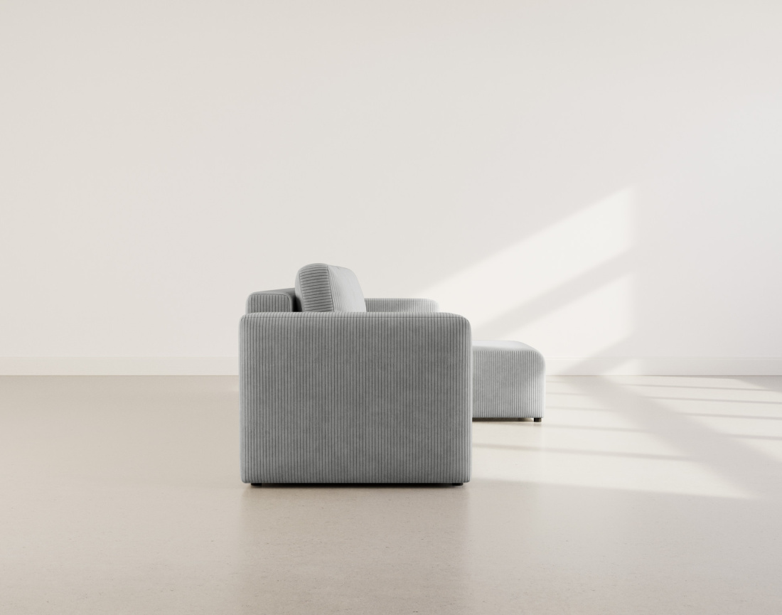 Canapé d'angle réversible 4 places convertible avec coffre en velours côtelé Canopy