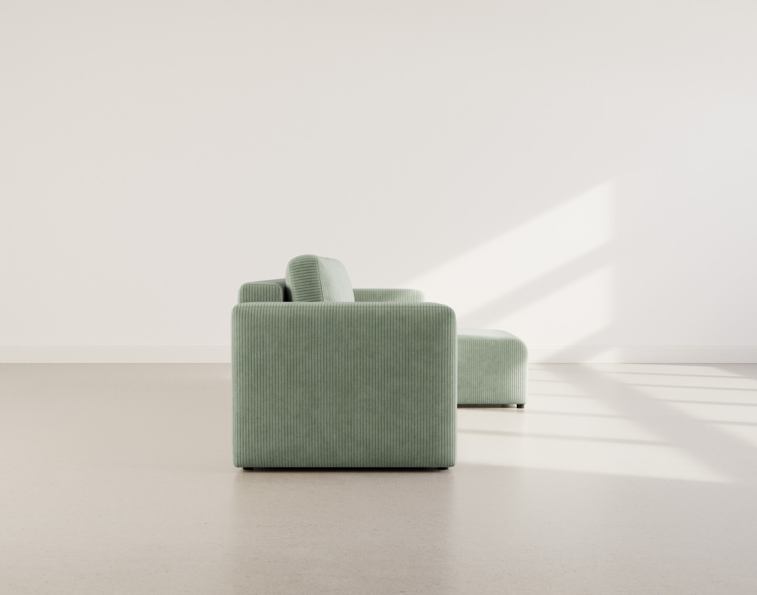 Canapé d'angle réversible 4 places convertible avec coffre en velours côtelé Canopy