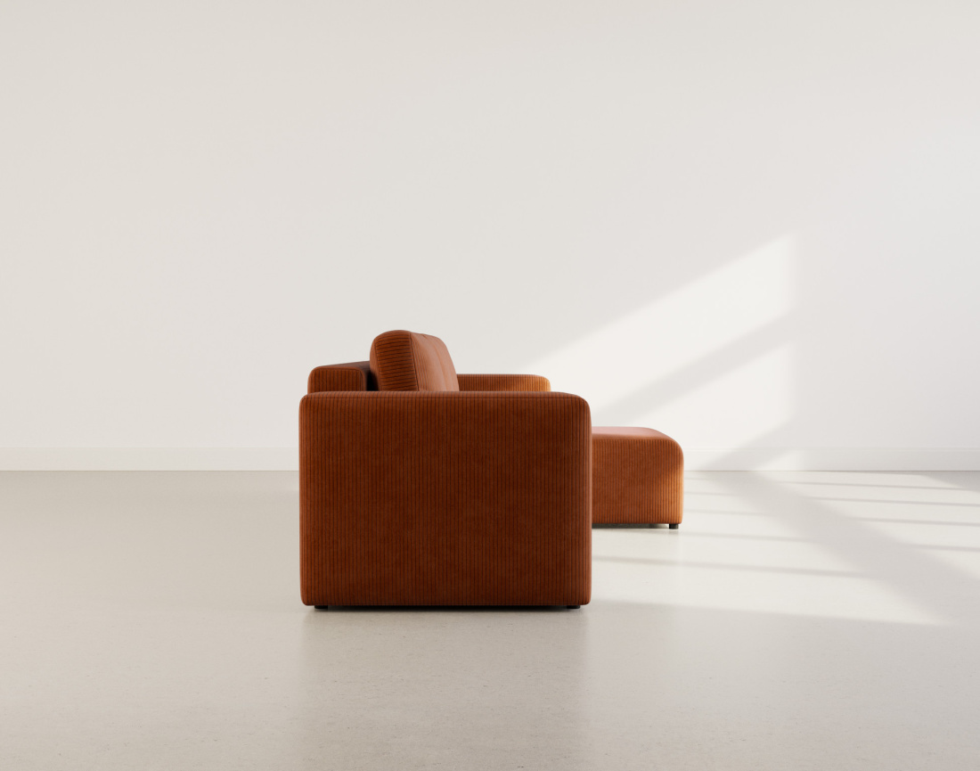 Canapé d'angle réversible 4 places convertible avec coffre en velours côtelé Canopy