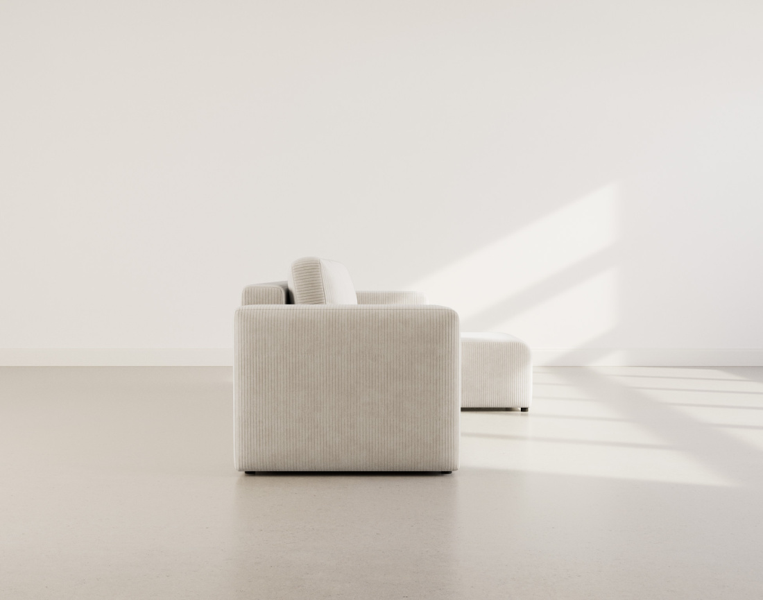 Canapé d'angle réversible 4 places convertible avec coffre en velours côtelé Canopy