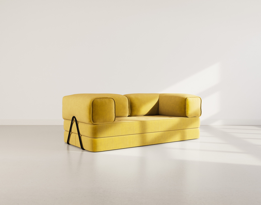 Thumbnail video of the produit Poppy - canapé 3 places convertible en velours côtelé