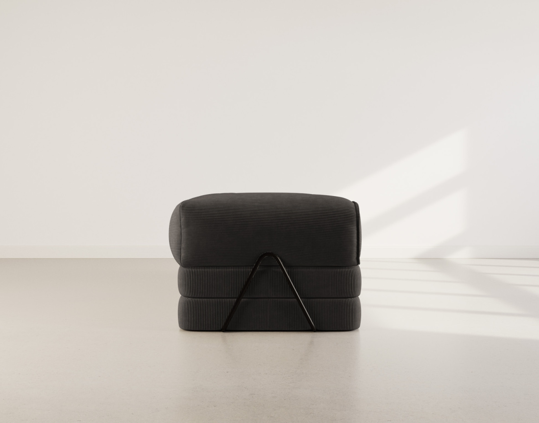 Canapé 3 places convertible en velours côtelé Poppy