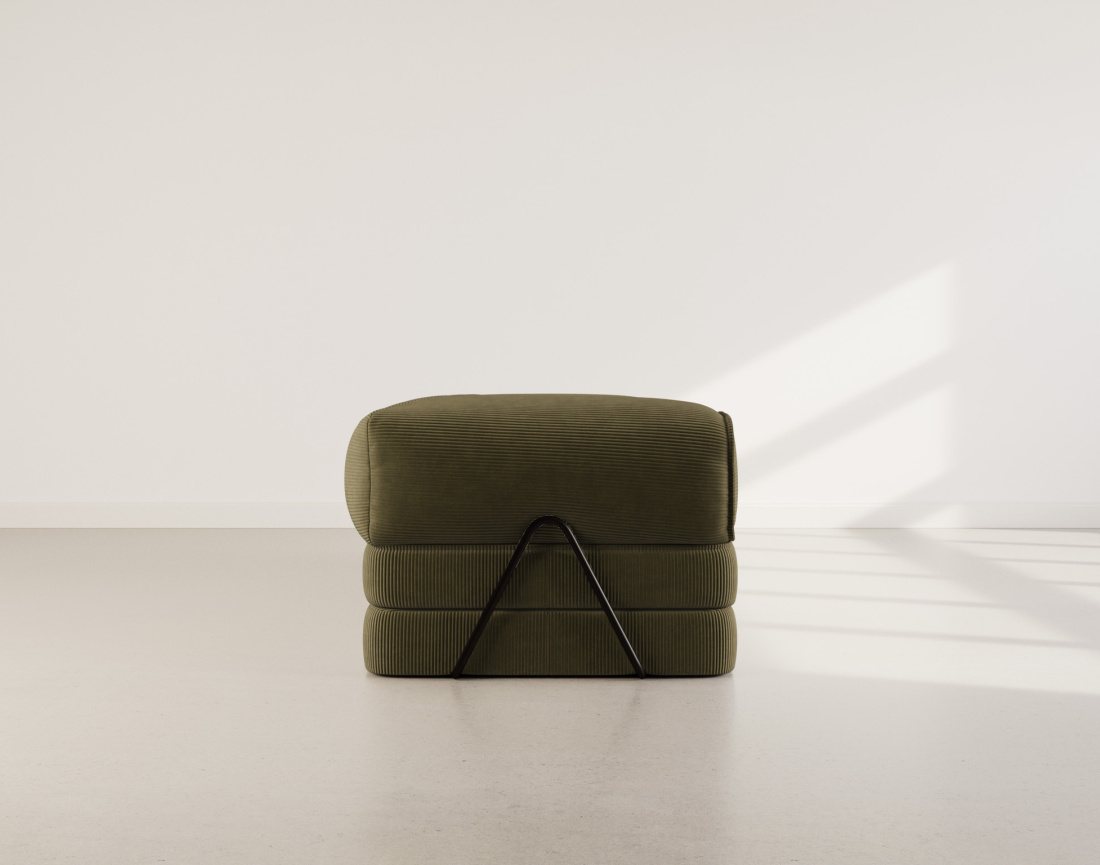 Canapé 3 places convertible en velours côtelé Poppy