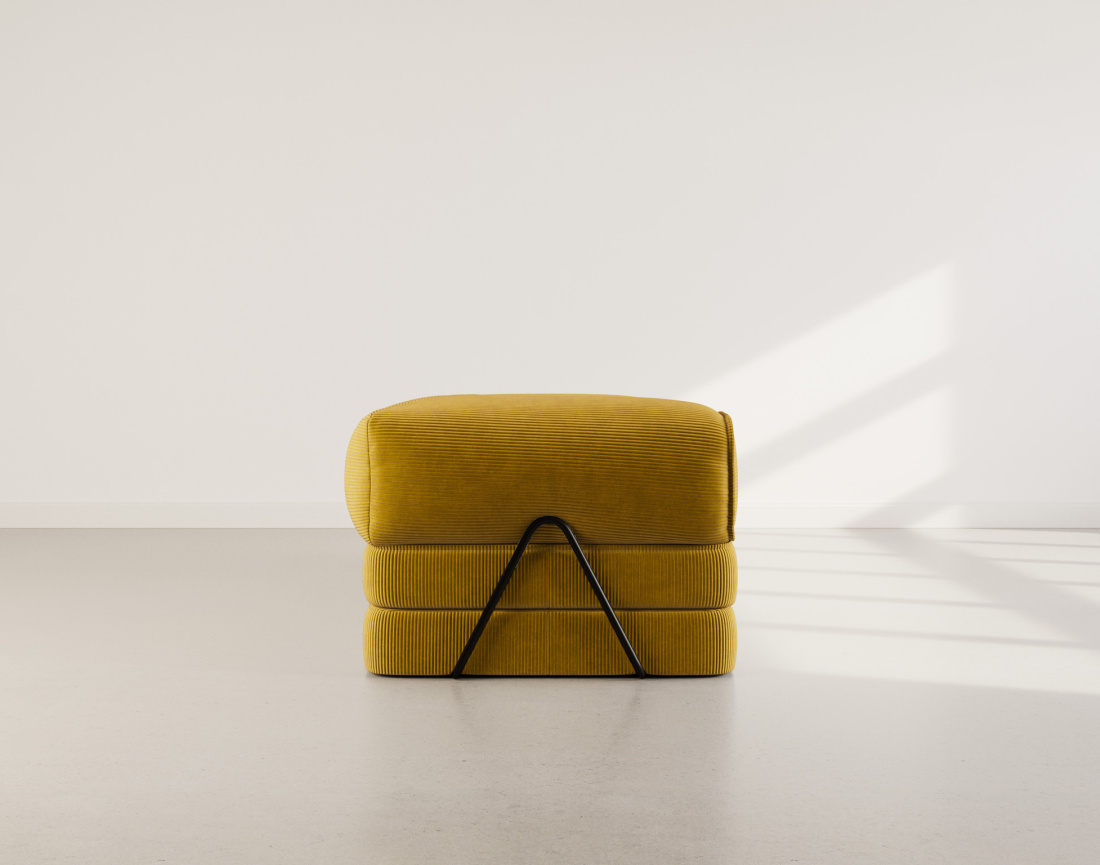 Canapé 3 places convertible en velours côtelé Poppy