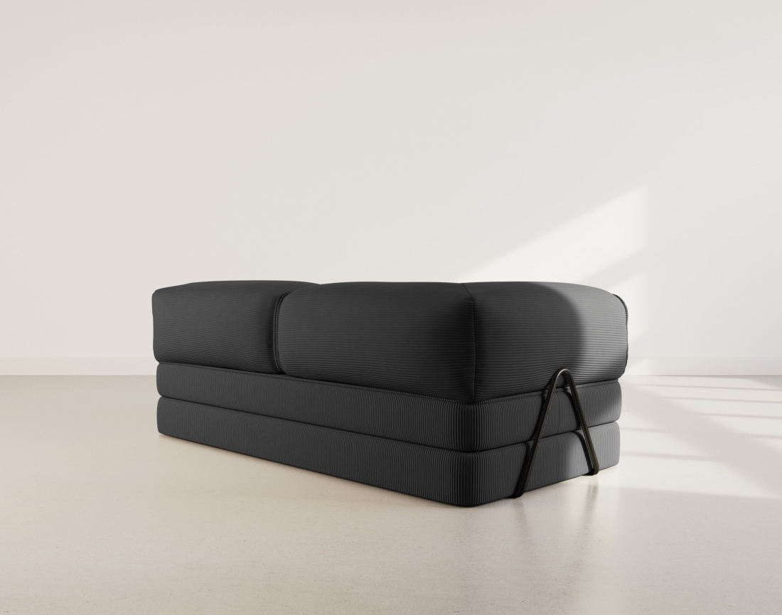 Canapé 3 places convertible en velours côtelé Poppy