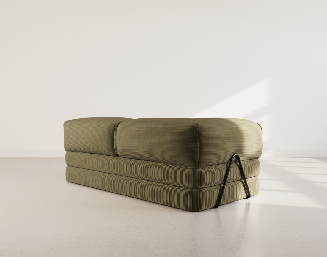 Canapé 3 places convertible en velours côtelé Poppy