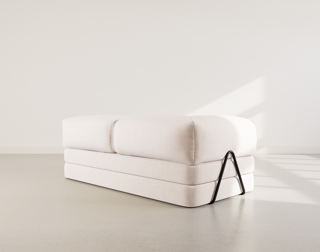 Canapé 3 places convertible en velours côtelé Poppy