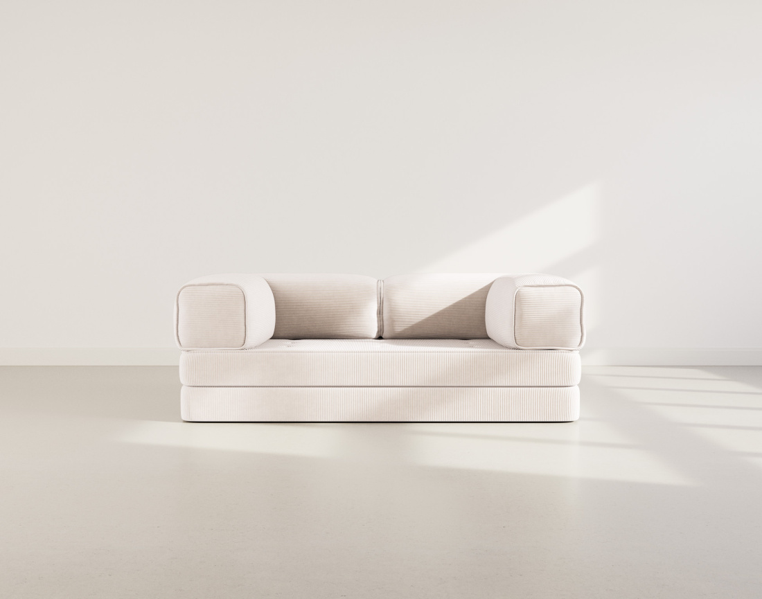 Canapé 3 places convertible en velours côtelé Poppy