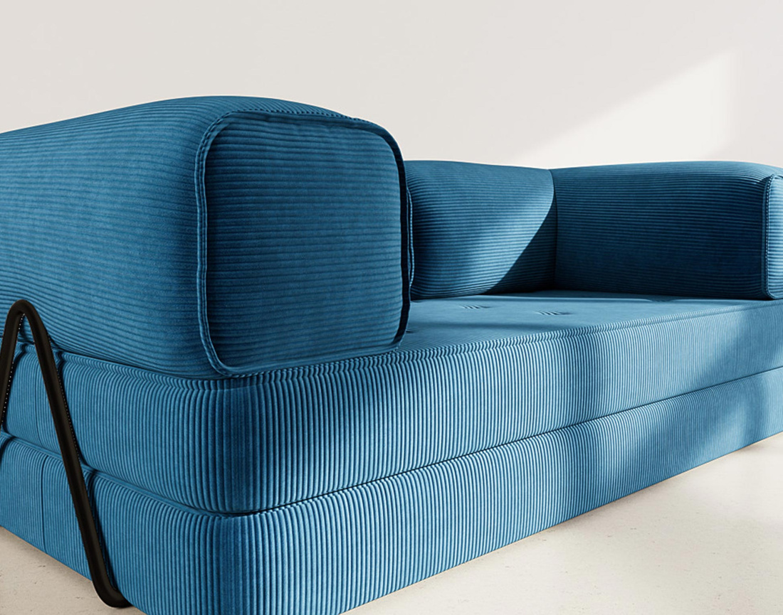 Canapé 3 places convertible en velours côtelé Poppy