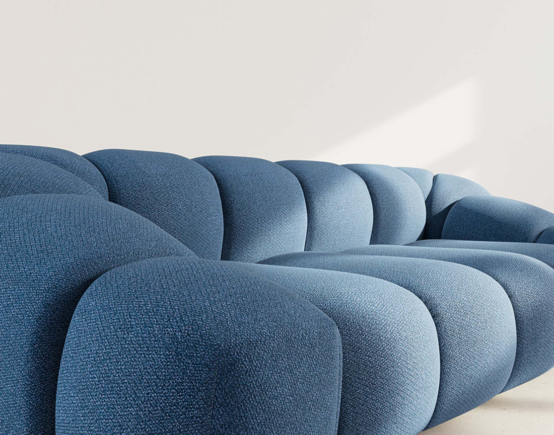 Canapé 3 places en velours texturé Ava